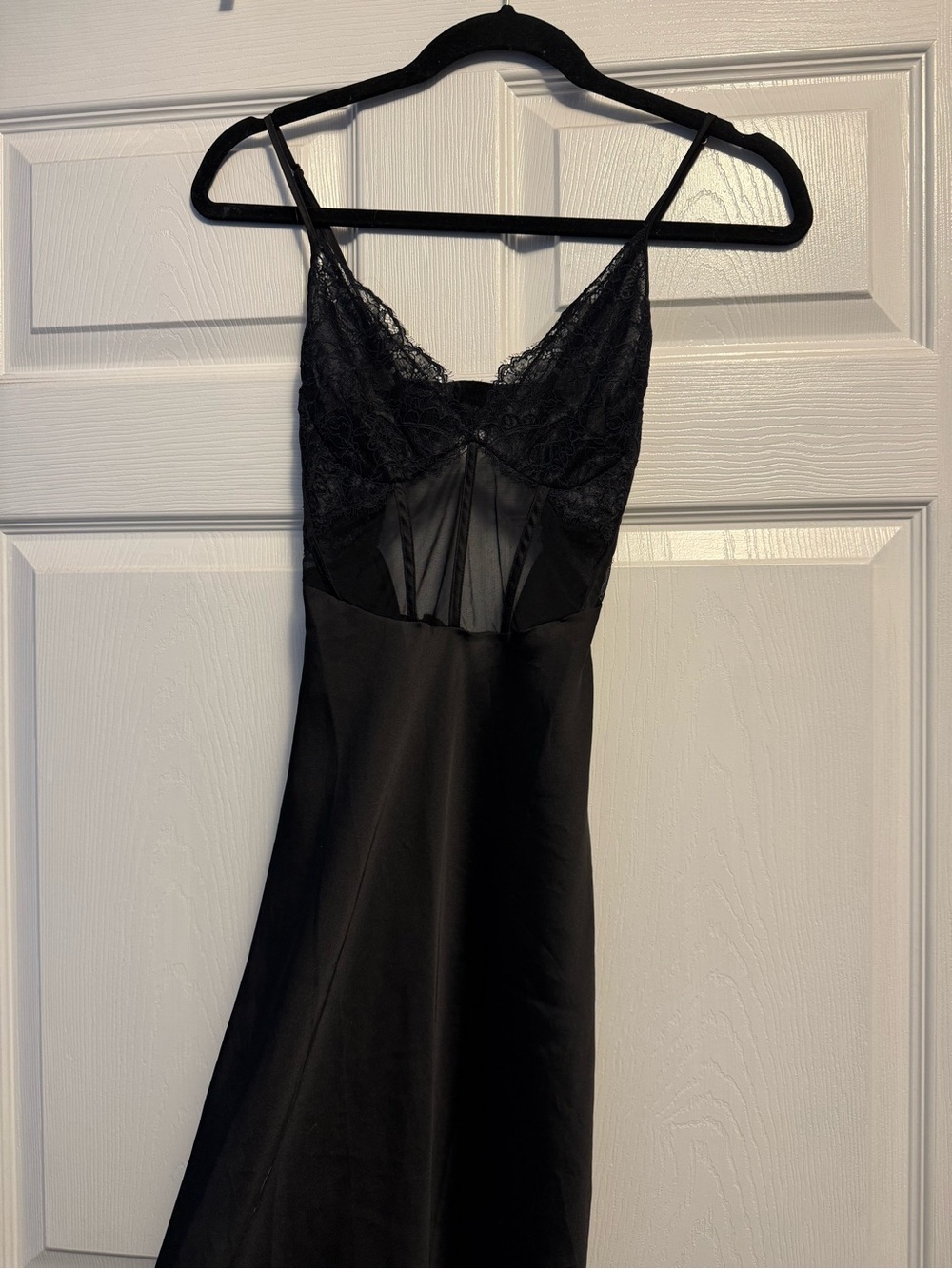 NOIR by Hunkemöller Black Satin Corset Mesh Slip Dress - XS